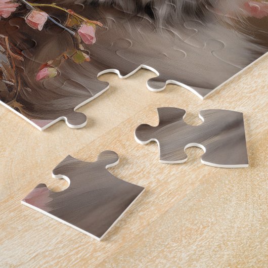 Puzzle Ragdoll portrait de chat avec fleurs (Côté)