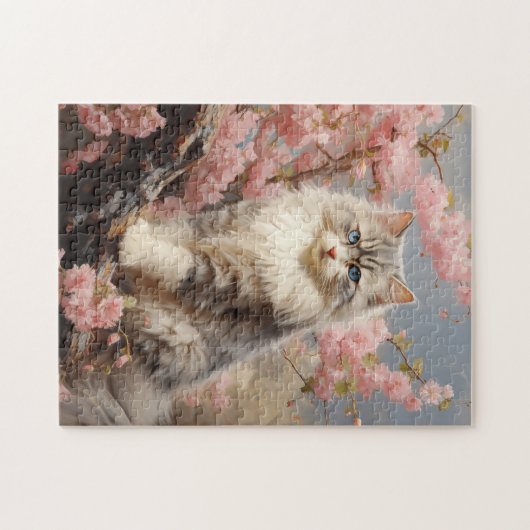 Puzzle Ragdoll portrait de chat avec fleurs (Horizontal)
