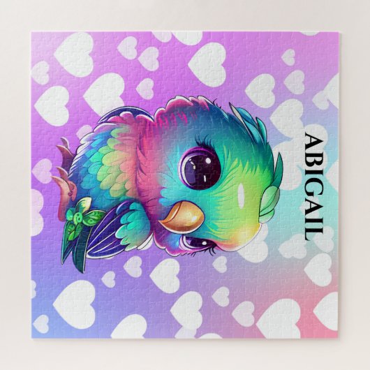 Puzzle Rainbow Bird & Hearts (Horizontal)
