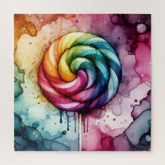 Puzzle Rainbow Lollipop Alcohol Ink (Vertical)