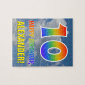 Puzzle Rainbow Look "10" & "HAPPY BANTHDAY", Ciel nuageux (Horizontal)