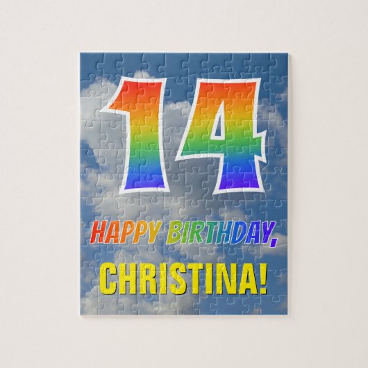Puzzle Rainbow Look "14" & "HAPPY BANTHDAY", Ciel nuageux (Vertical)