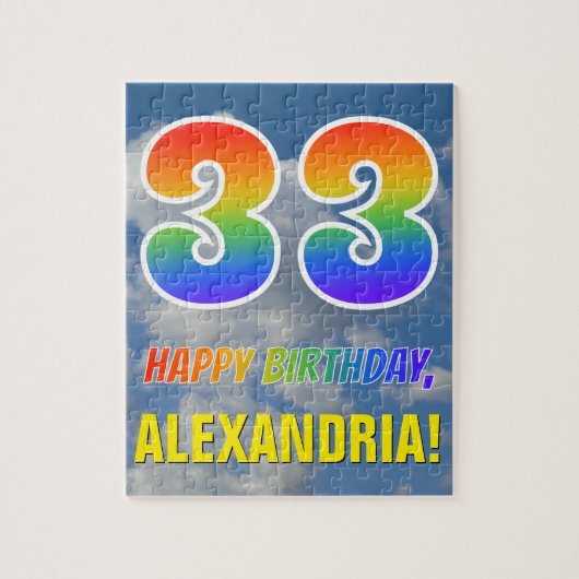 Puzzle Rainbow Look "33" & "HAPPY BANTHDAY", Ciel nuageux (Vertical)