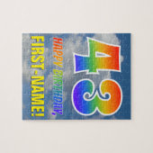 Puzzle Rainbow Look "43" & "HAPPY BIRTHDAY", Cloudy Sky (Horizontal)
