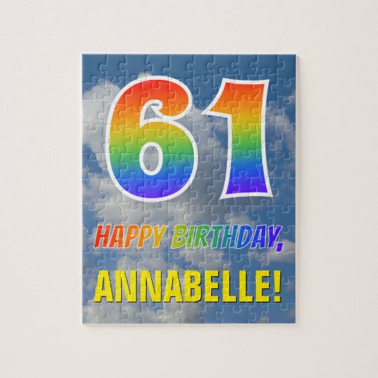 Puzzle Rainbow Look "61" & "HAPPY BANTHDAY", Ciel nuageux (Vertical)