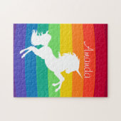 Puzzle Rainbow Motif blanc Unicorne personnalisée (Horizontal)