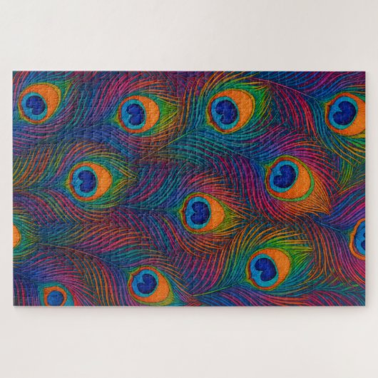 Puzzle Rainbow Peacock Feathers (Horizontal)