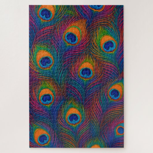 Puzzle Rainbow Peacock Feathers (Vertical)