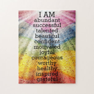 Puzzle Rainbow Positive Affirmations Carte de visite Magn