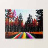 Puzzle Rainbow Road À Travers La Forêt D'Automne Enchanté (Horizontal)