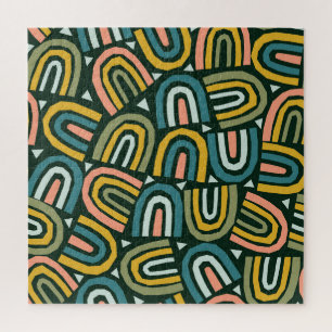 Puzzle Rainbows de style géométrique, motif vintage.