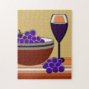 Puzzle Raisins et Wineglass en Maroon et Tan
