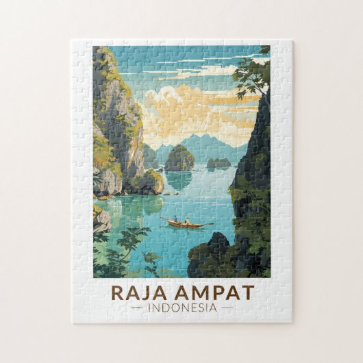 Puzzle Raja Ampat Indonésie bateaux voyage Art Vintage (Vertical)