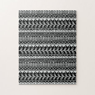 Puzzle Rangées de motifs gribouillés noir et blanc