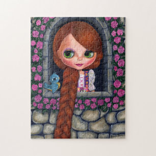 Puzzle Rapunzel Big Eyes Girl Doll Cute Redhead Bluebird