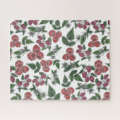 Puzzle Raspberry Fruit Leaves Illustration Pattern (Horizontal)