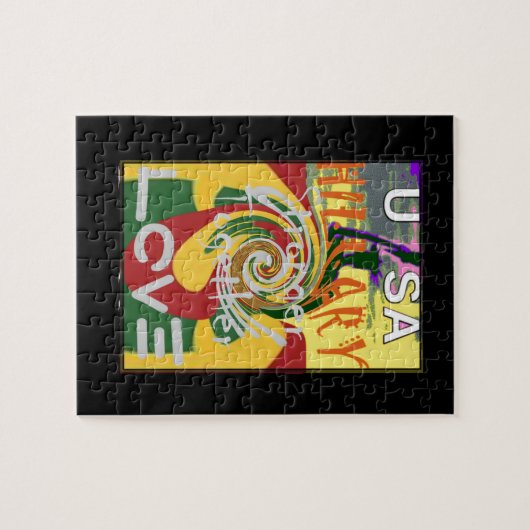 Puzzle Rasta Couleurs Rouge or Vert Hillary Art Imprimer (Horizontal)