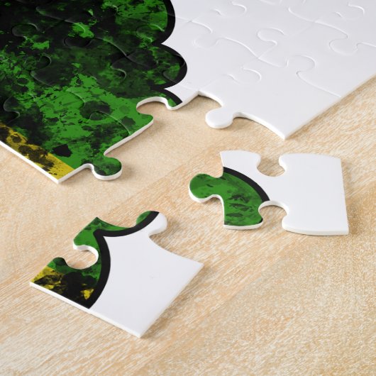 Puzzle Rasta femme noire afro rouge jaune vert (Côté)