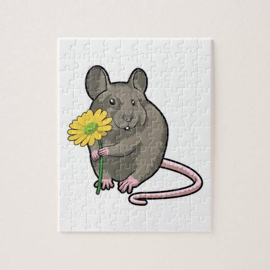 Puzzle Rat avec fleur jaune (Vertical)