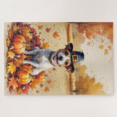 Puzzle Rat Terrier À L'Automne Laisse L'Art Thanksgiving (Horizontal)