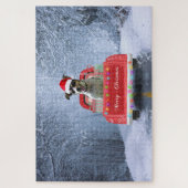 Puzzle Rat Terrier Chien en neige assis sur le camion de  (Vertical)