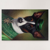 Puzzle Rat Terrier Chien en robe de fête St. Patrick (Horizontal)
