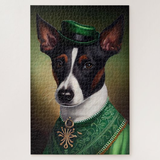 Puzzle Rat Terrier Chien en robe de fête St. Patrick (Vertical)
