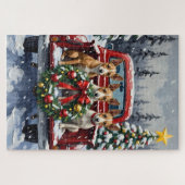 Puzzle Rat Terrier Christmas Red Truck Holiday (Horizontal)