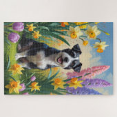 Puzzle Rat Terrier Fleurs de printemps de chien Peinture (Horizontal)