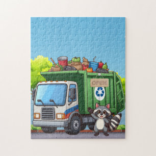 Puzzle Raton laveur mignon et camion de "nourriture"