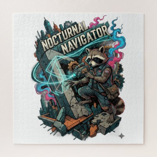 Puzzle Raton laveur navigateur nocturne manches longues (Vertical)