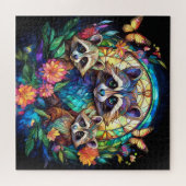 Puzzle Raton laveurs en vitrail (Horizontal)