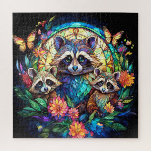 Puzzle Raton laveurs en vitrail