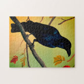 Puzzle Raven De Plaisir Entouré Sur Branche (Horizontal)
