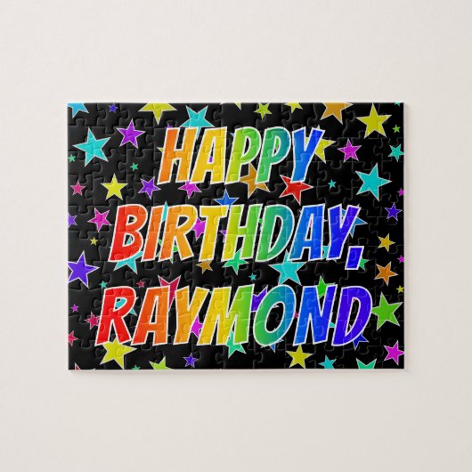 Puzzle "RAYMOND" Prénom, Amusant "HEUREUX ANNIVERSAIRE" (Horizontal)