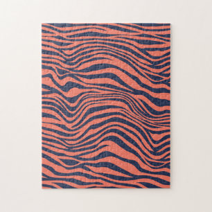 Puzzle Rayures de tigre glamour corail Impression animale