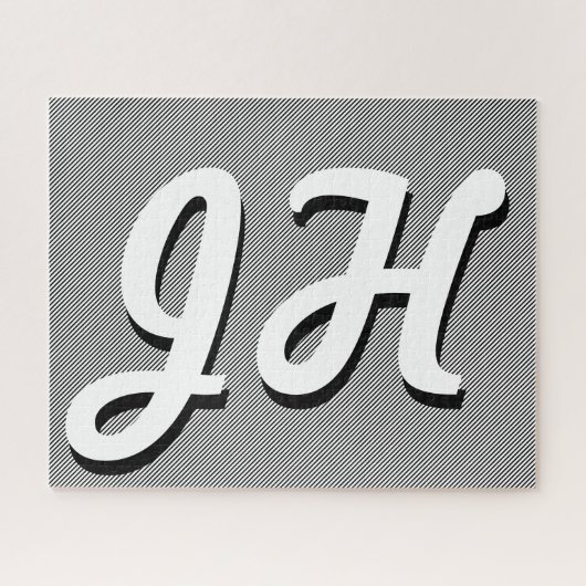 Puzzle Rayures fines noires et blanches | Initiales de st (Horizontal)
