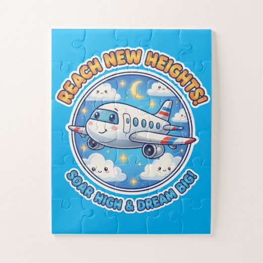 Puzzle Reach New Heights! Dream Big - Cheerful Airplane (Vertical)