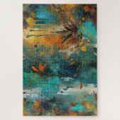 Puzzle Récolte d'automne Turquoise rouille or Abstrait (Vertical)