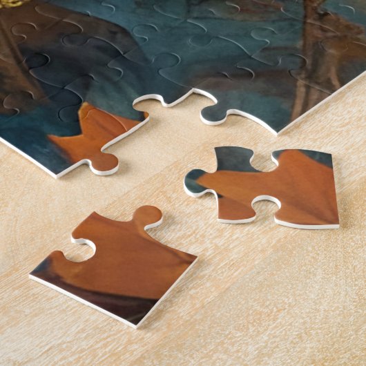 Puzzle Récolte d'automne Turquoise rouille or Abstrait (Côté)