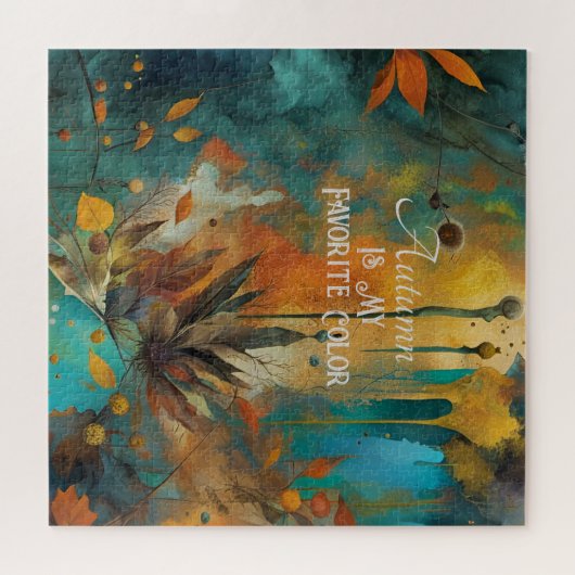 Puzzle Récolte d'automne Turquoise rouille or Abstrait (Horizontal)