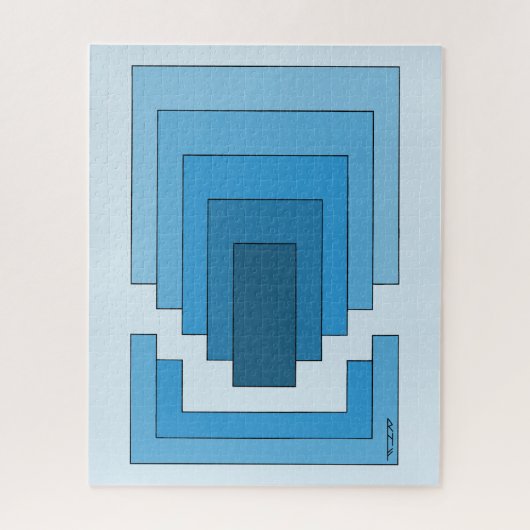 Puzzle Rectangle Abstrait en bleu (Vertical)