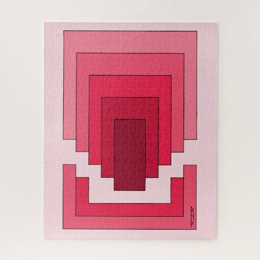 Puzzle Rectangle Abstrait en rouge (Vertical)