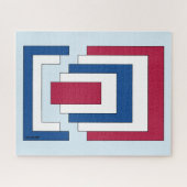 Puzzle Rectangle Abstrait en rouge, blanc et bleu (Horizontal)