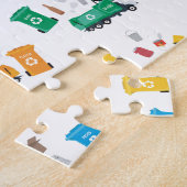 Puzzle Recyclage coloré Camions-poubelles et poubelles (Côté)