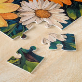 Puzzle Red and Yellow Garden Flowers on Wood (Côté)