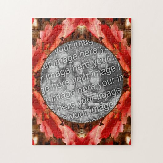 Puzzle Red Autumn Leaves Nature Frame Ajouter Votre Photo (Vertical)
