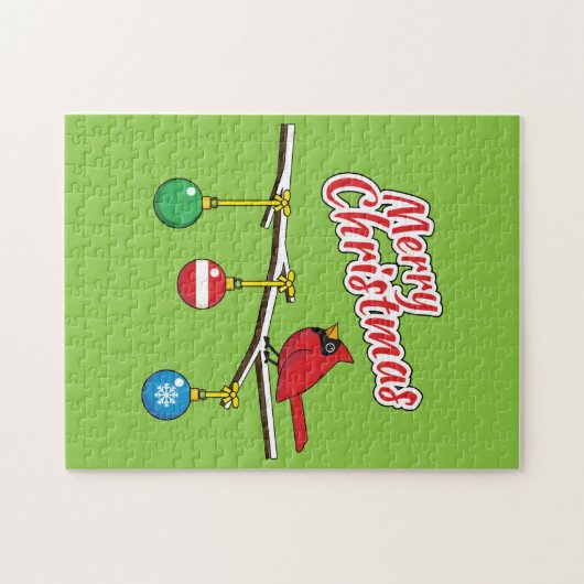 Puzzle Red Cardinal on Christmas (Horizontal)