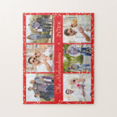 Puzzle Red Christmas Personalized 6 Photo Collage (Vertical)