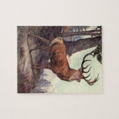 Puzzle Red Deer par Winifred Austen, Animaux sauvages Vin (Horizontal)